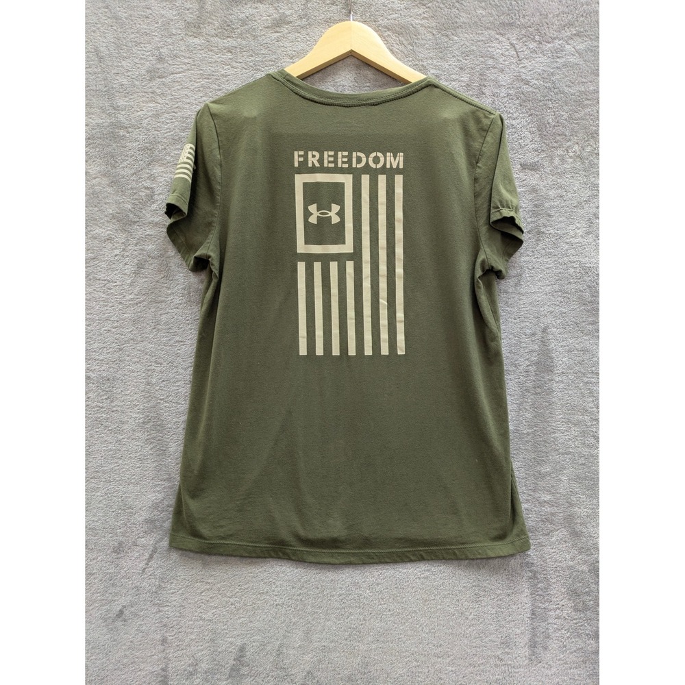 Military Tactical Graphic T-Shirt Mens Large Under Armour Freedom Flag Green
